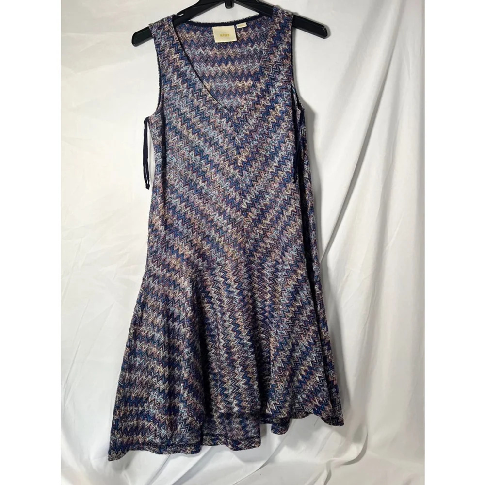 Anthropologie Maeve Knit Dress Chevron Fit Flare Boho‎ Sleeveless Womens XS - Picture 2 of 8